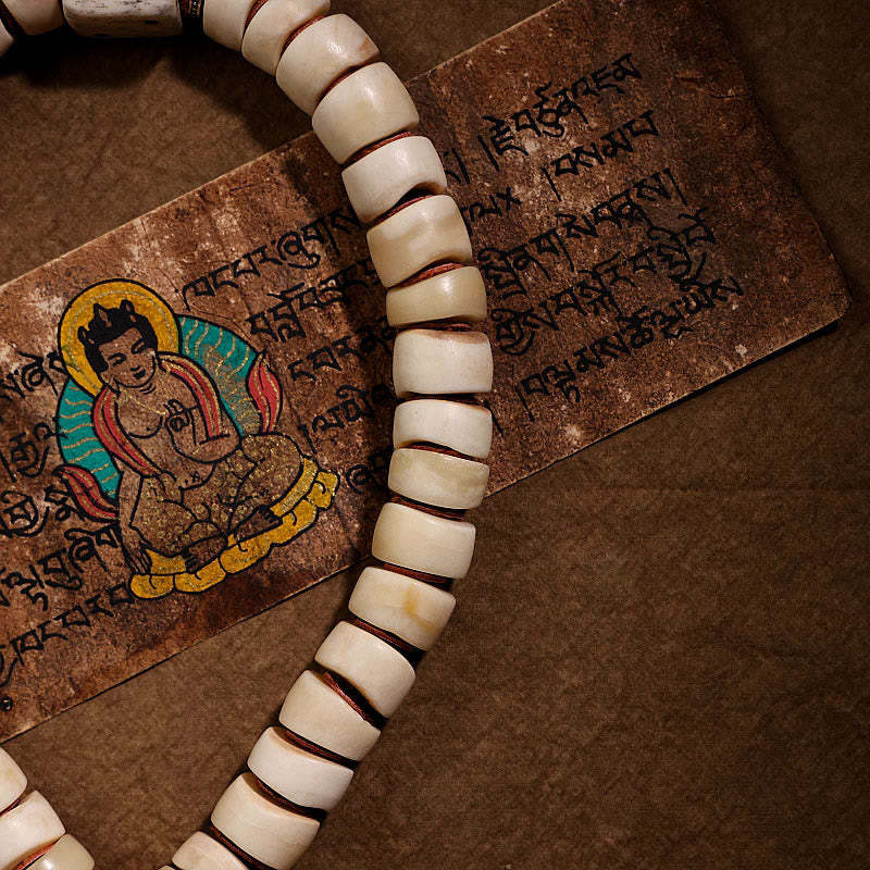 Tibetan Natural Yak Bone The Lord Of The Corpse Forest Dice Chinese Zodiac Nine Palaces Eight Diagrams Strength Wrist Mala