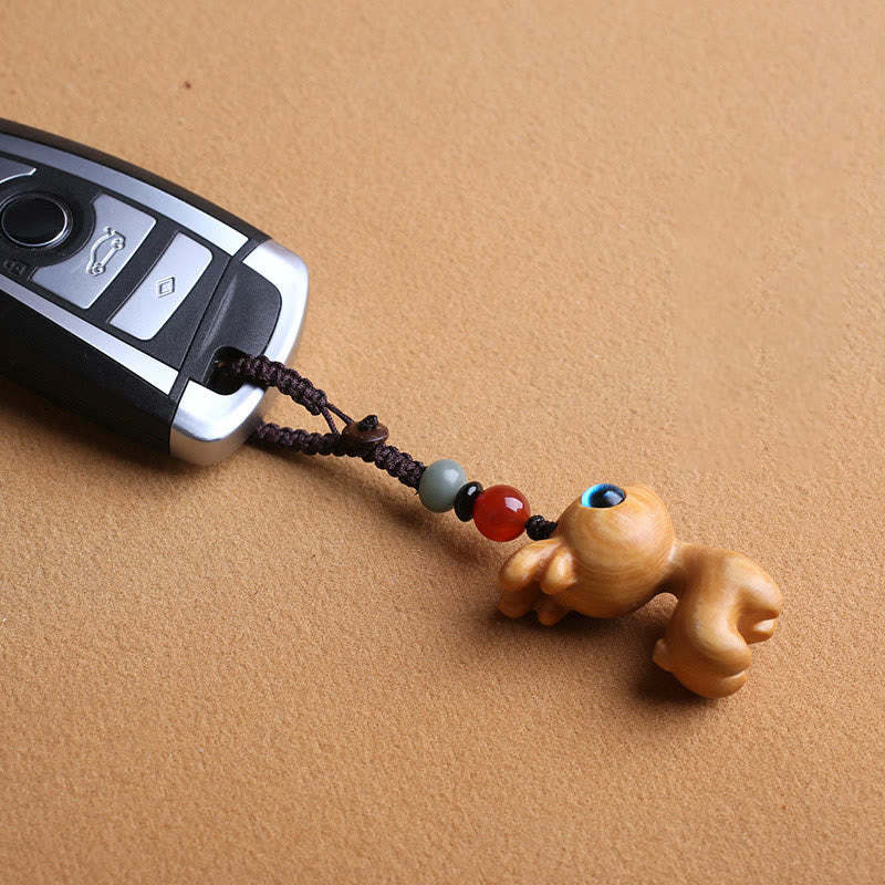 Sandalwood Small Leaf Red Sandalwood Ebony Wood Green Sandalwood Lucky Mini Deer Carved Protection Key Chain Phone Hanging Decoration