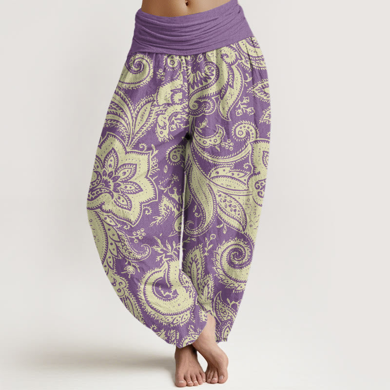 Flowers Paisley Patterns Women's Elastic Waist Harem Pants
