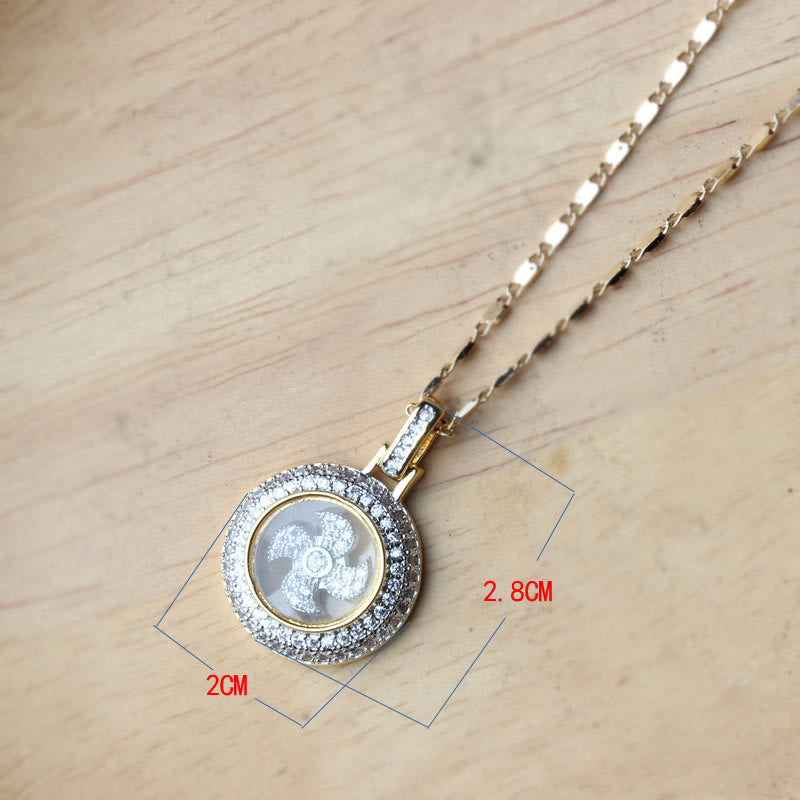 Gold plated Copper Brass Rotatable Windmill Fu Balance Necklace Pendant