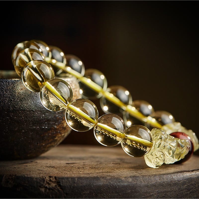 Natural Citrine Double PiXiu Tiger Eye Prosperity Protection Bracelet