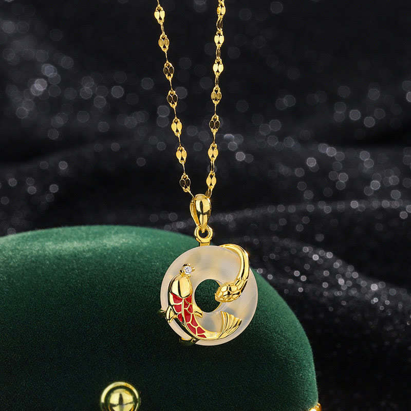 Chalcedony Peace Buckle 999 Sterling Silver Koi Fish Year Of The Snake Positive Necklace Pendant