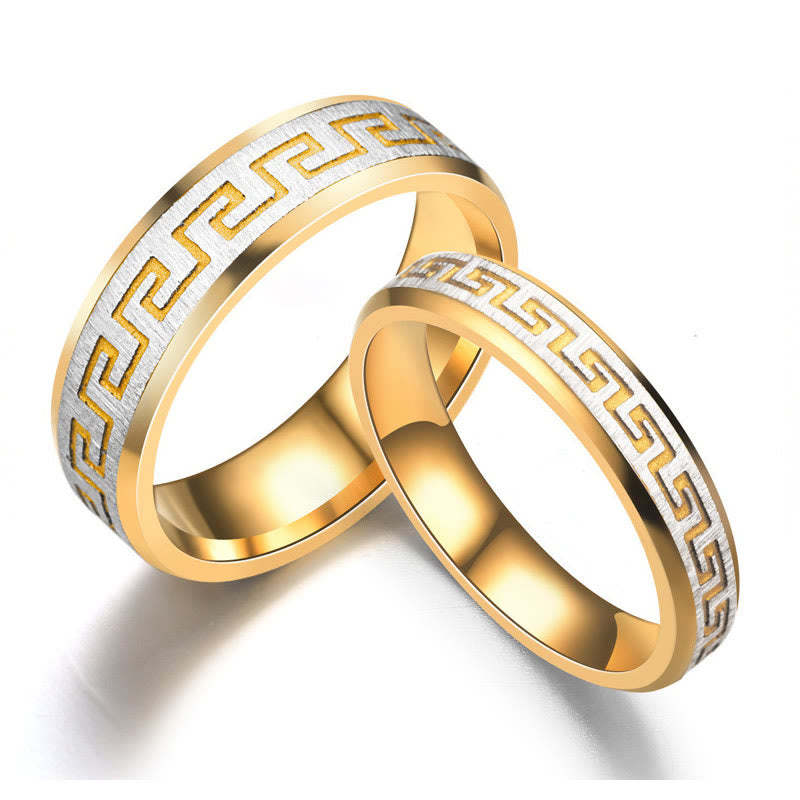 Tibetan Great Wall Pattern Titanium Steel Balance Ring