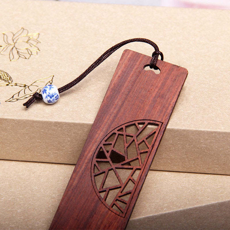 The Tree of Life Ebony Wood Small Leaf Red Sandalwood Bookmarks With Gift Box