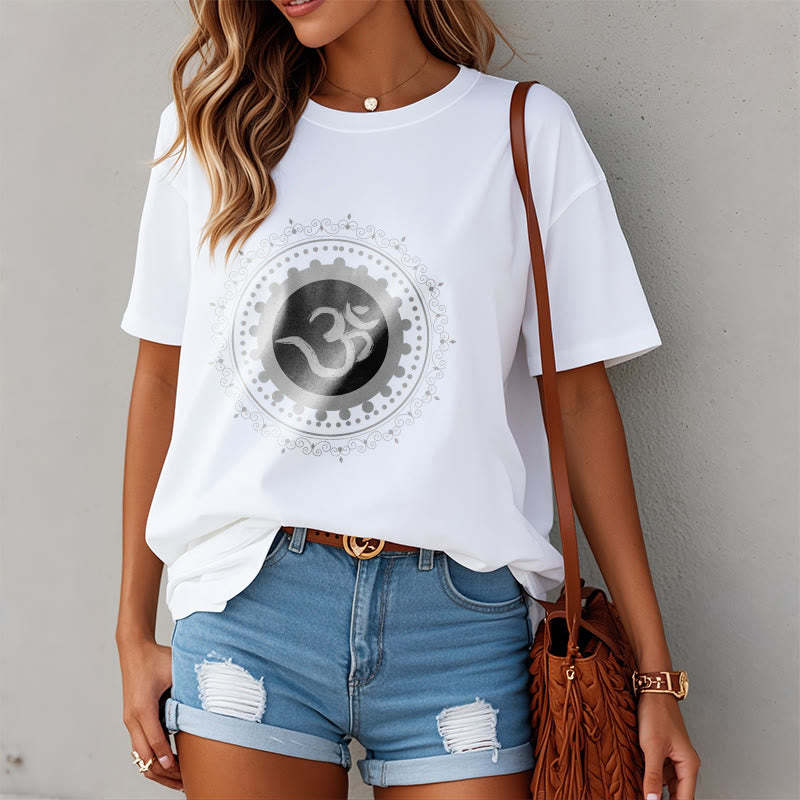 Om Mandala Pattern Cotton Tee T-shirt
