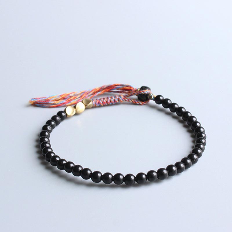 Handmade Tibetan Black Onyx Tassel Bracelet