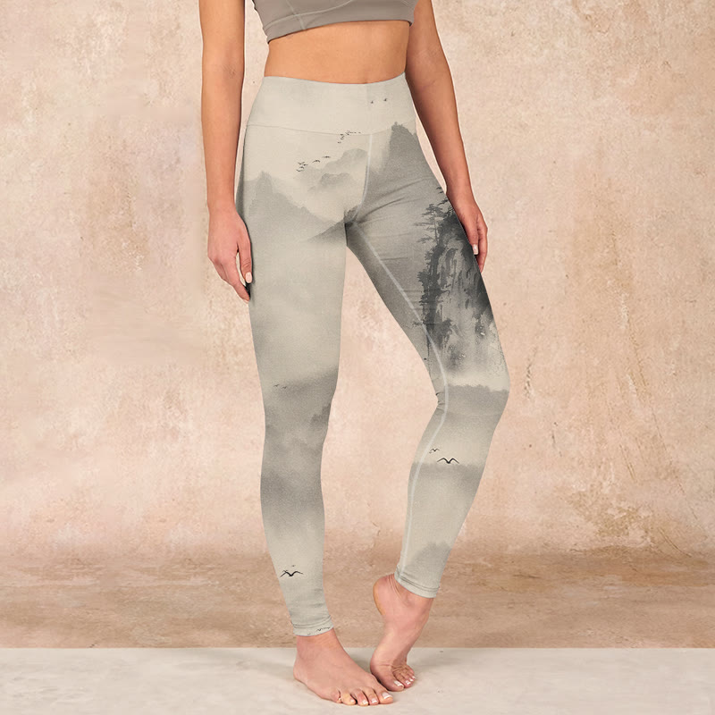 Mountains Shrouded In Mist Wild Goose Gym Leggings Women's Yoga Pants