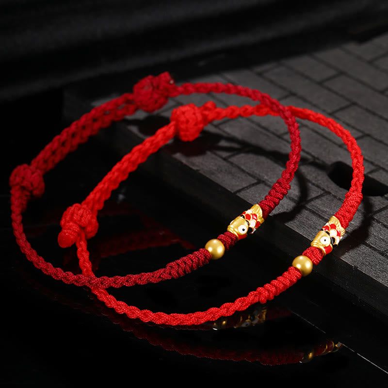999 Gold Luck Koi Fish Handcrafted Braided String Bracelet