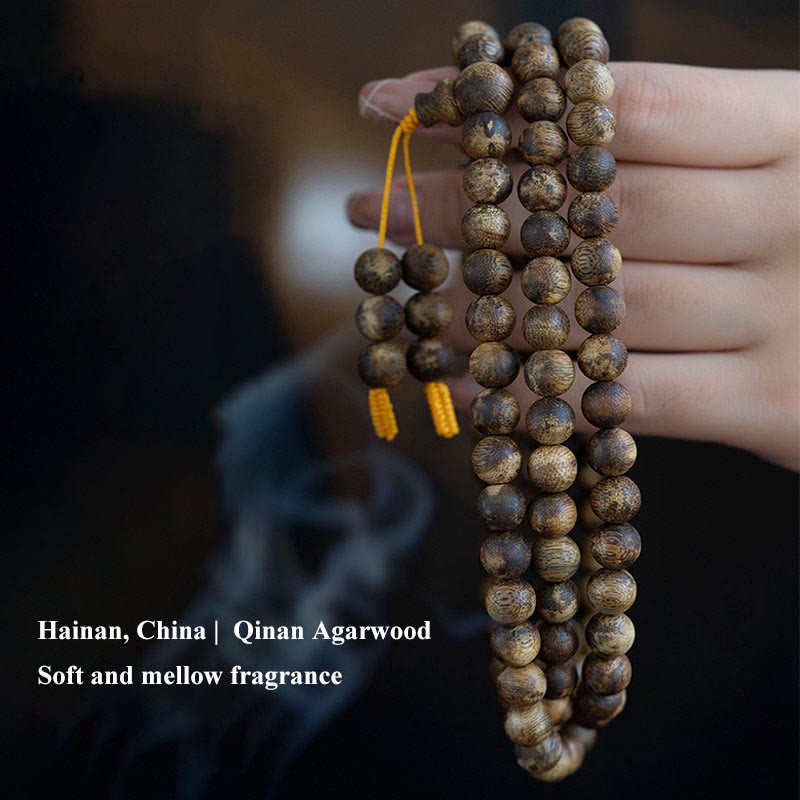 108 Mala Beads Hainan White Qinan Agarwood Calm Strength Bracelet