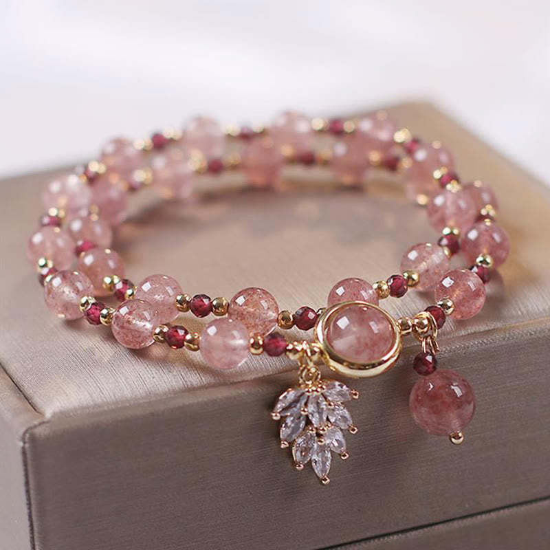 Healing of Love Strawberry Quartz Double Wrap Bracelet