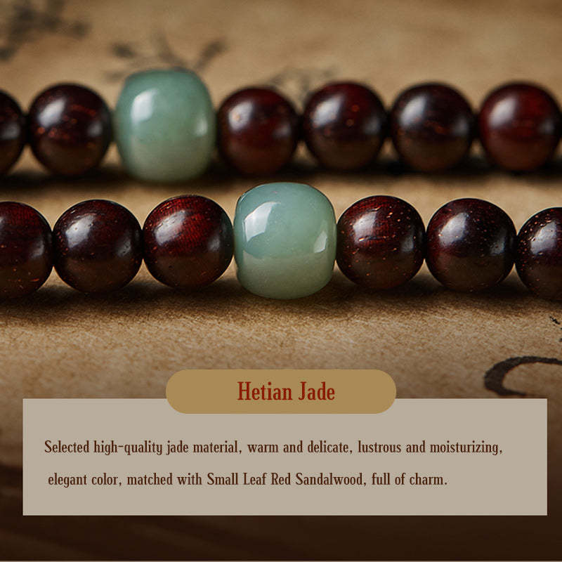 Chinese Zodiac Natal mystic zen 108 Mala Beads Small Leaf Red Sandalwood Red Agate PiXiu Protection Bracelet