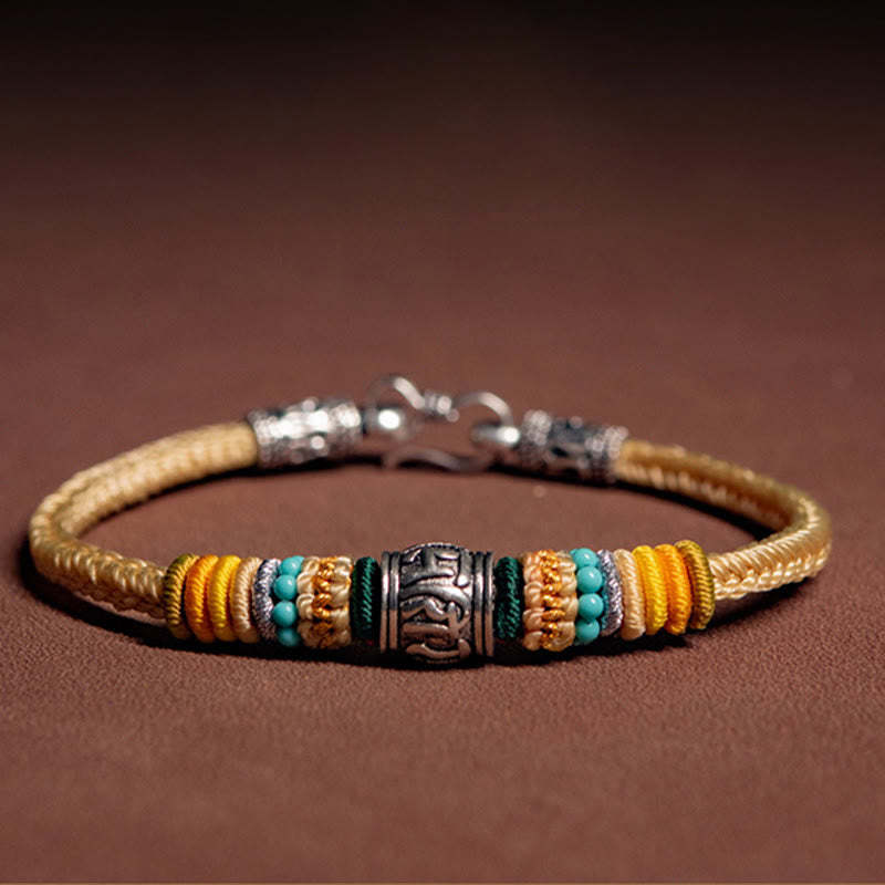 Handmade 925 Sterling Silver Tibetan Om Mani Padme Hum Purity Braided Bracelet