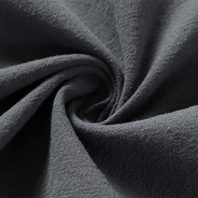 Casual Plain Color Two Buttons Three Quarter Sleeve Cotton Linen Men's Shirt