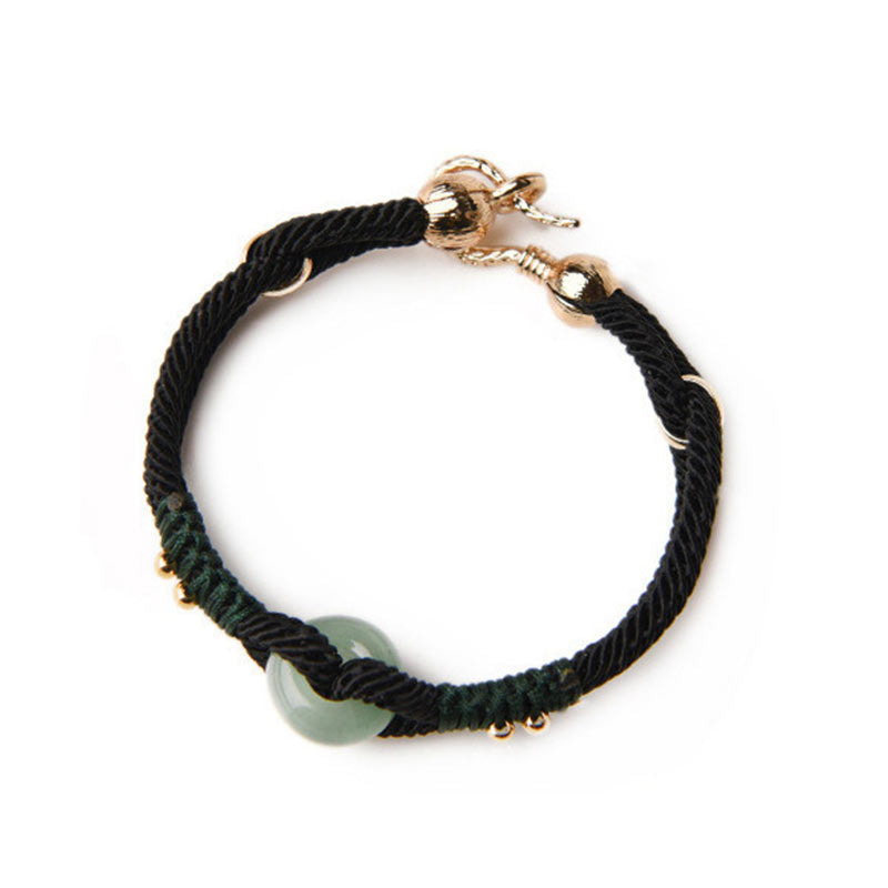 Tibetan Jade Lucky Black Rope Couple Bracelet