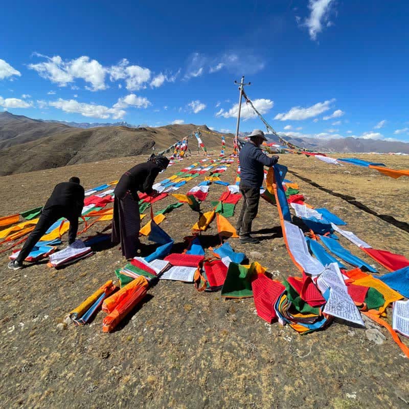 Tibetan 5 Colors Windhorse Auspicious Outdoor 25 Pcs Prayer Flag