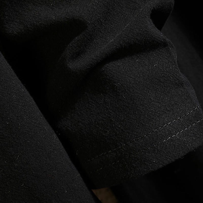 Tang Suit Pure Color Frog-Button Long Sleeve Shirt Pants Cotton Men's Suit