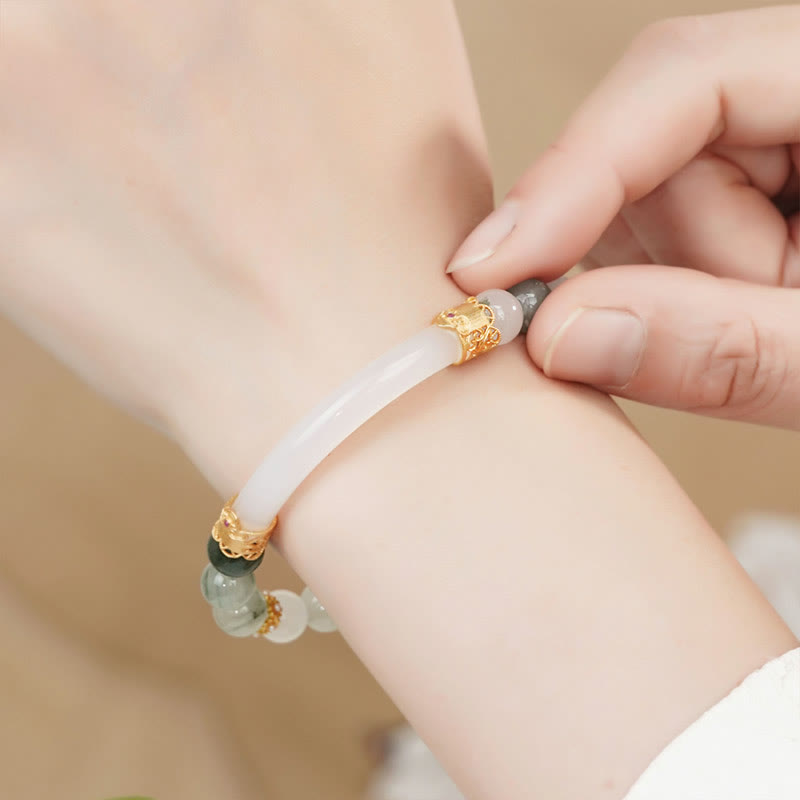 Natural Tianshan Jade Chalcedony Luck Bracelet