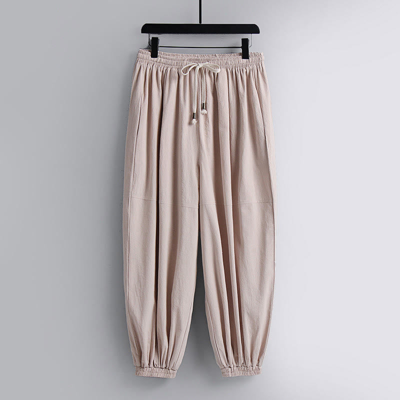 Cross-Collars Cropped Bloomers Cotton Tang Suit Hanfu Top Pants Clothing Men's Set