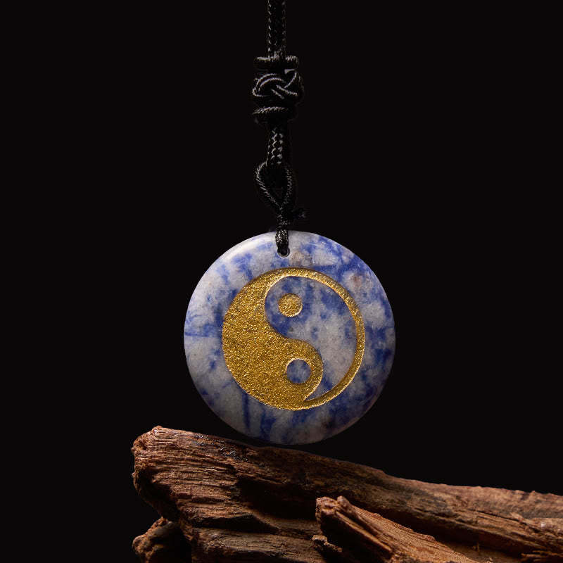 Various Crystal Amethyst Tiger Eye Green Aventurine Yin Yang Spiritual Necklace Pendant