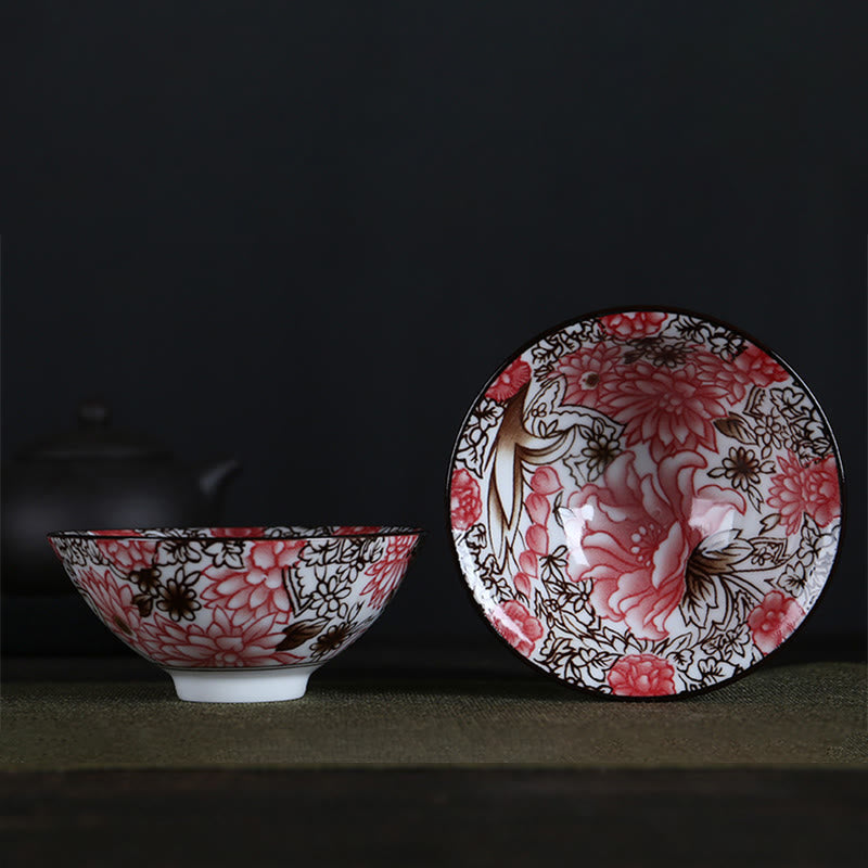 Flowers Fu Character Mountains Lotus Cherry Blossoms Ceramic Teacup Kung Fu Tea Cup