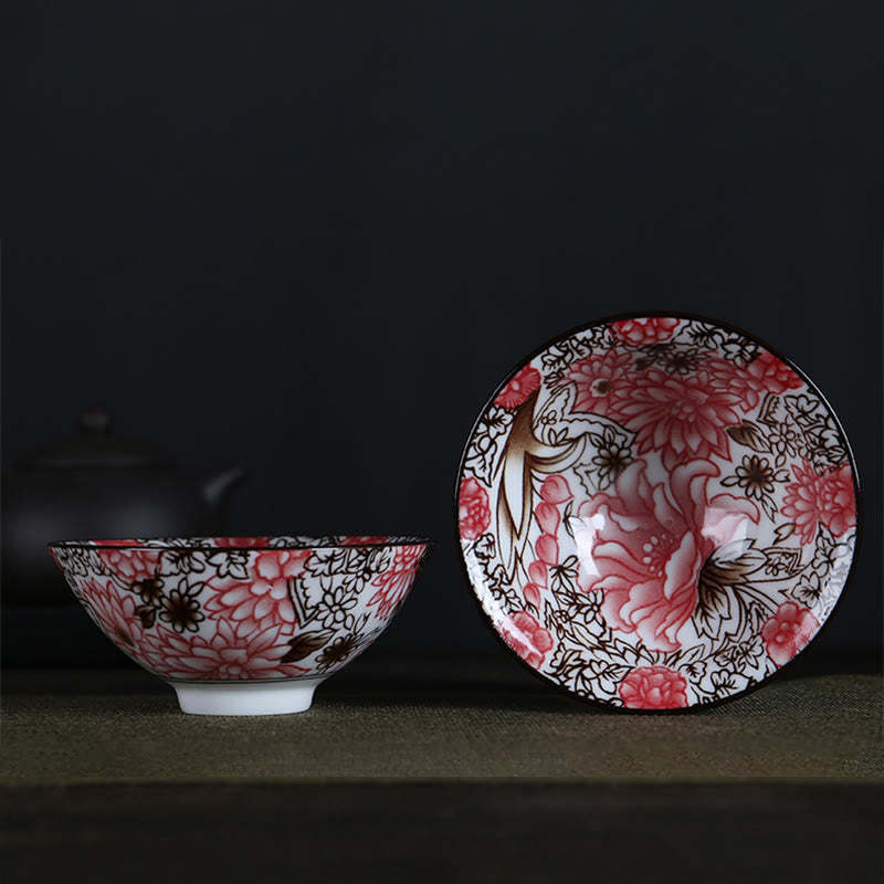 Flowers Fu Character Mountains Lotus Cherry Blossoms Ceramic Teacup Kung Fu Tea Cup