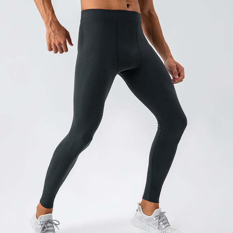 Plain High Waist Elastic Breathable Sports Men's Leggings Pants