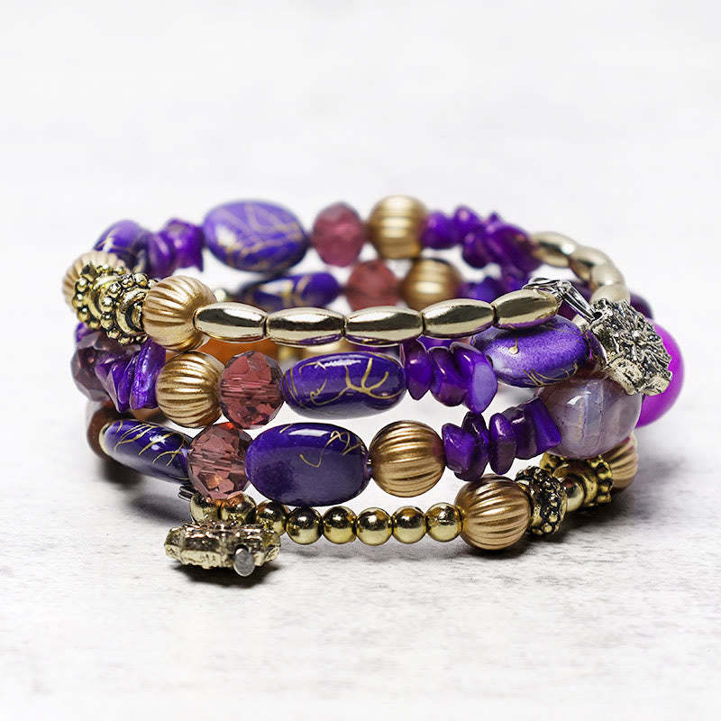 Multilayer Irregular Turquoise Agate Beads Blessing Bracelet