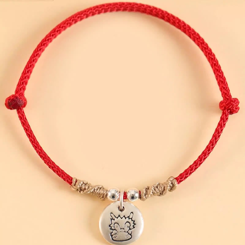 Handmade 999 Sterling Silver Year of the Dragon Cute Chinese Zodiac Luck Braided Bracelet (Extra 30% Off | USE CODE: FS30)
