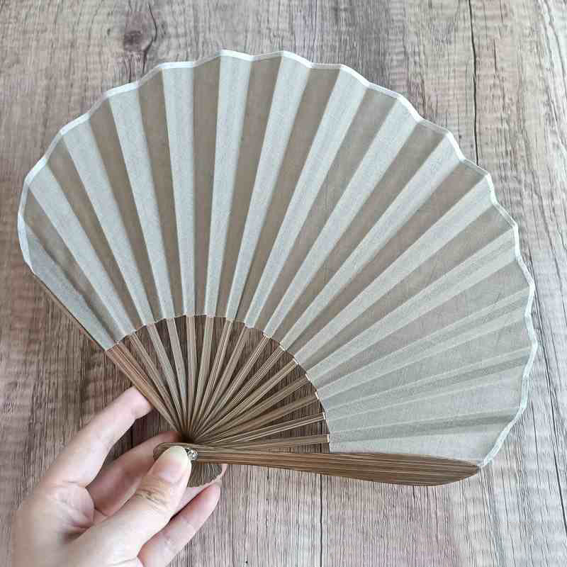 Retro Solid Color Shell Shape Handheld Bamboo Folding Fan