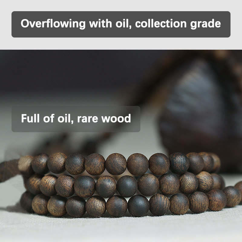 7mm 108 Mala Beads Nha Trang Qinan Agarwood Peace Strength Bracelet