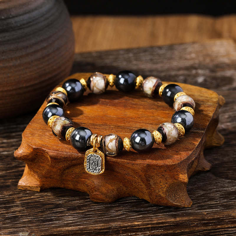 Tibetan Zakiram Goddess of Wealth Liuli Glass Incense Ash Porcelain Bead Luck Bracelet (Extra 30% Off | USE CODE: FS30)