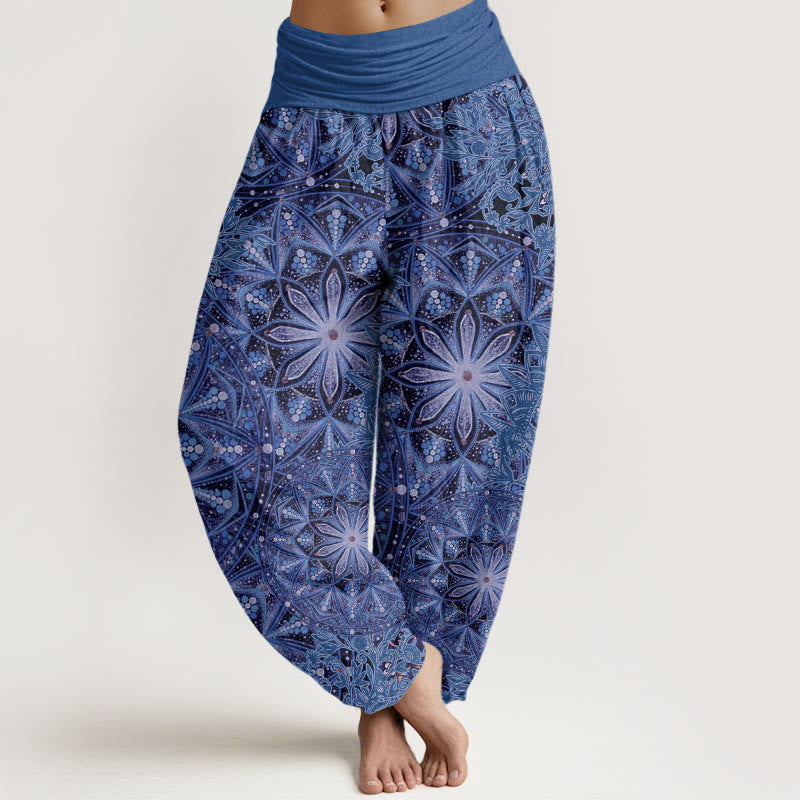 Casual Brightly Overlapping Mandala Pattern Women's Elastic Waist Harem Pants