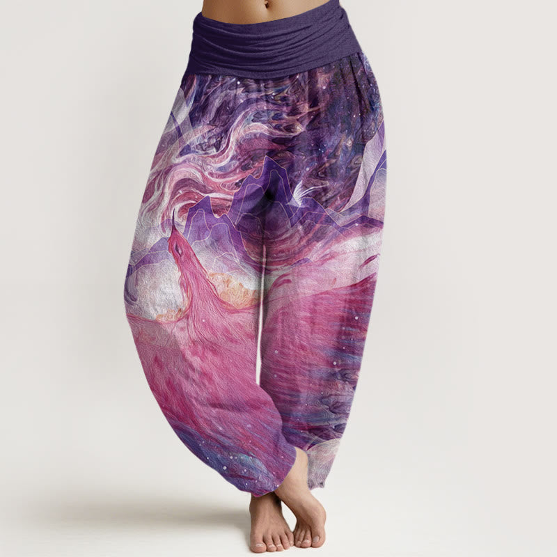Mythical Creature Pattern Women's Elastic Waist Harem Pants