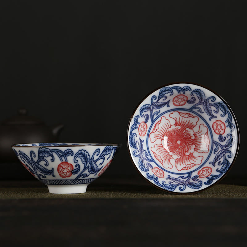 Flowers Fu Character Mountains Lotus Cherry Blossoms Ceramic Teacup Kung Fu Tea Cup