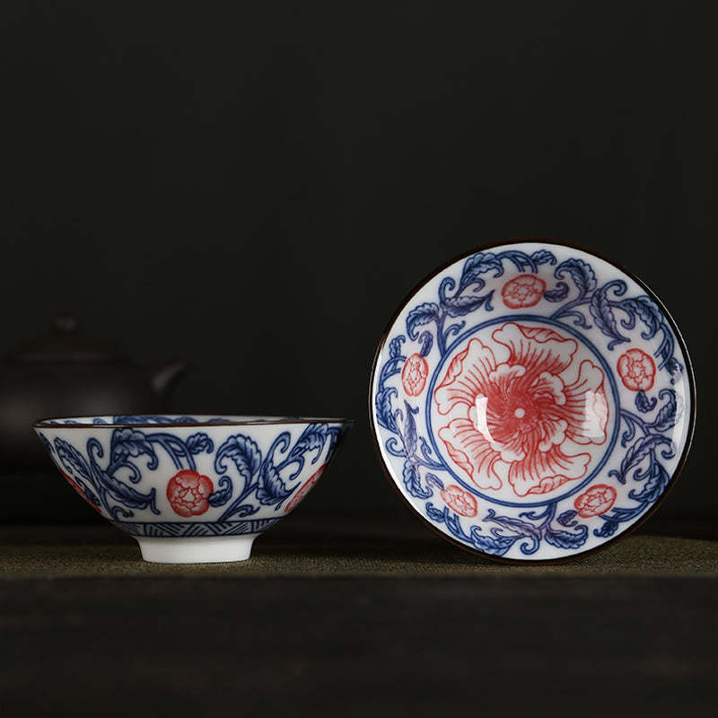 Flowers Fu Character Mountains Lotus Cherry Blossoms Ceramic Teacup Kung Fu Tea Cup
