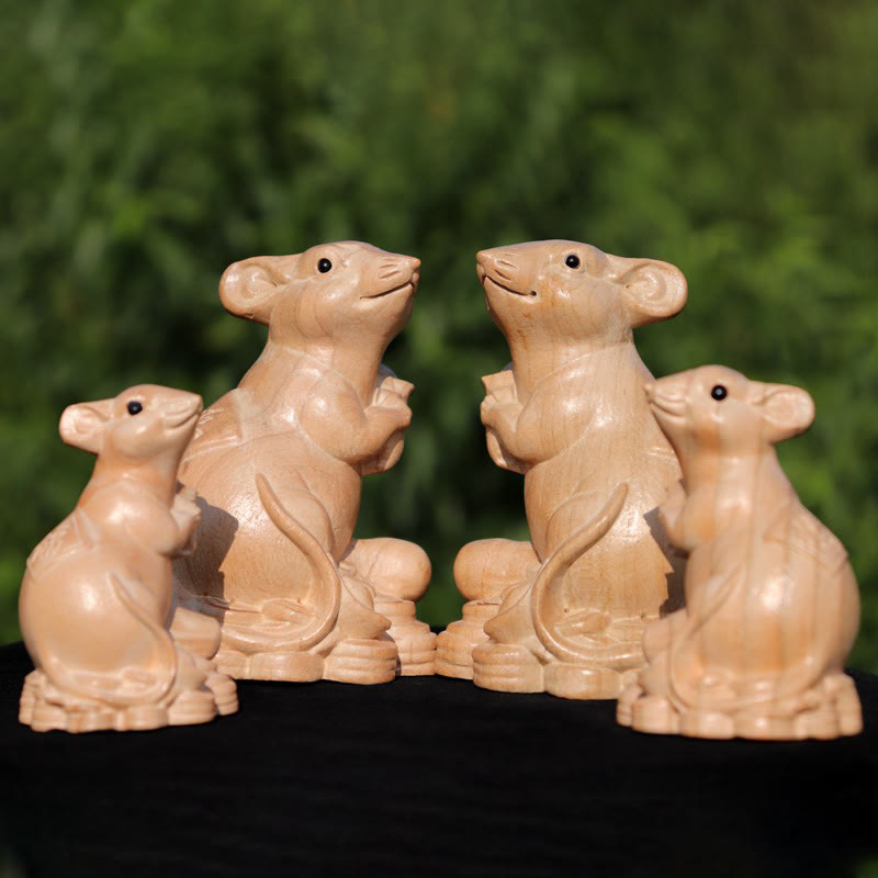Year Of The Snake Chinese Zodiac Fu Character Peach Wood Home Statue Decoration