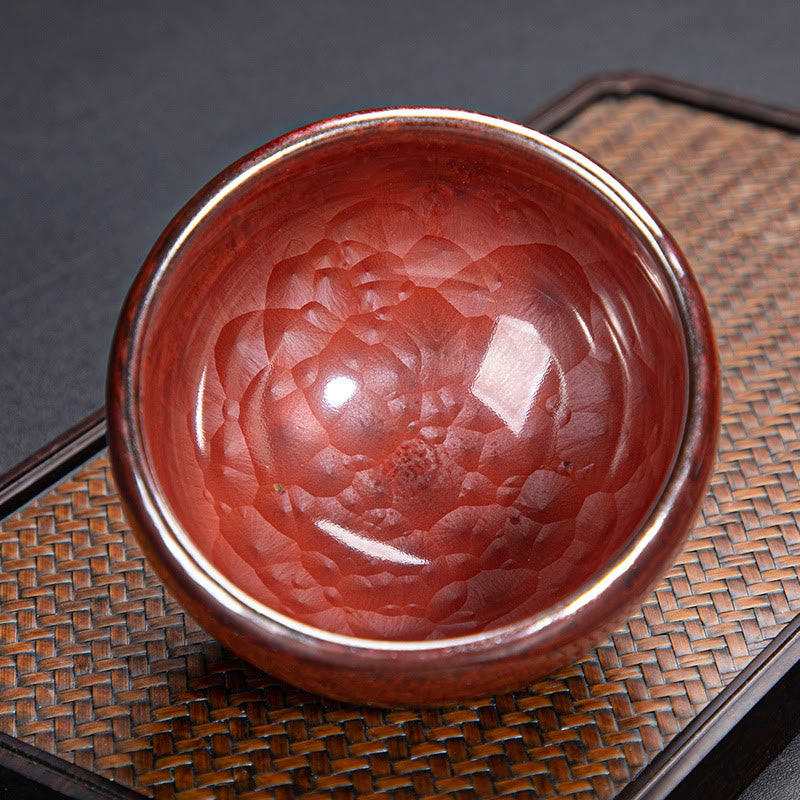 Handmade Chinese Jianzhan Lotus Design Ceramic Teacup Kung Fu Tea Cup