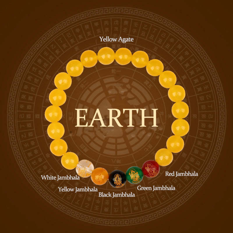 Five Elements Various Agate Jambhala Luck Bracelet
