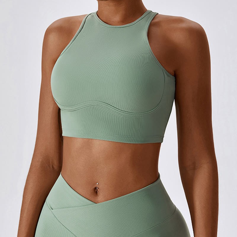 Sleeveless Crop Tank Top Flared Pants Sports Fitness Yoga