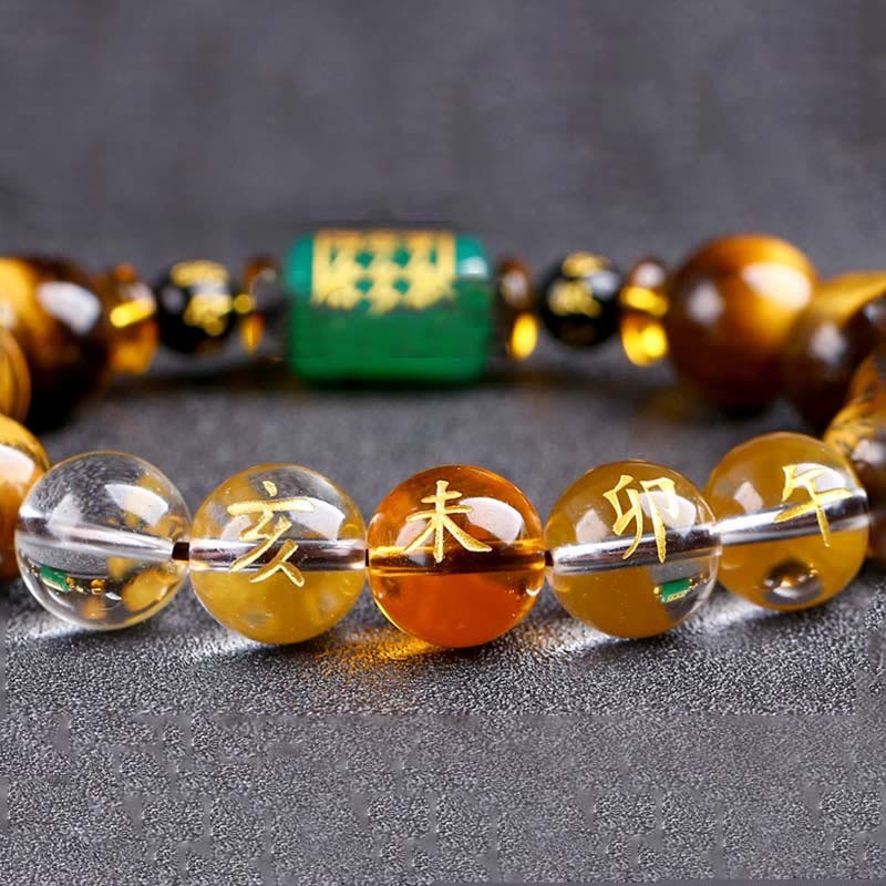 Chinese Zodiac Tiger Eye White Crystal Courage Bracelet