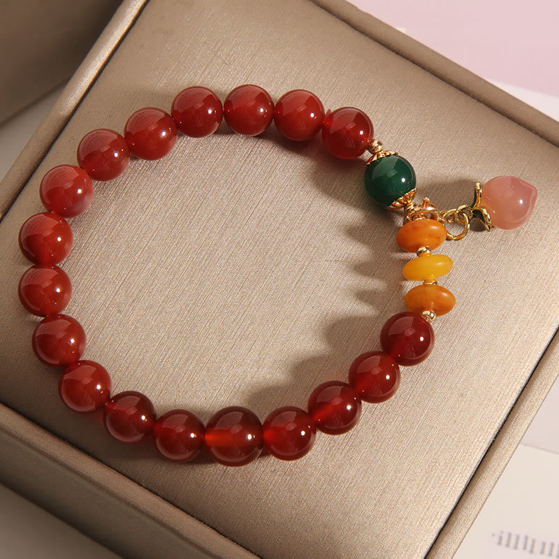 Red Agate Amber Peach Charm Self-acceptance Bracelet