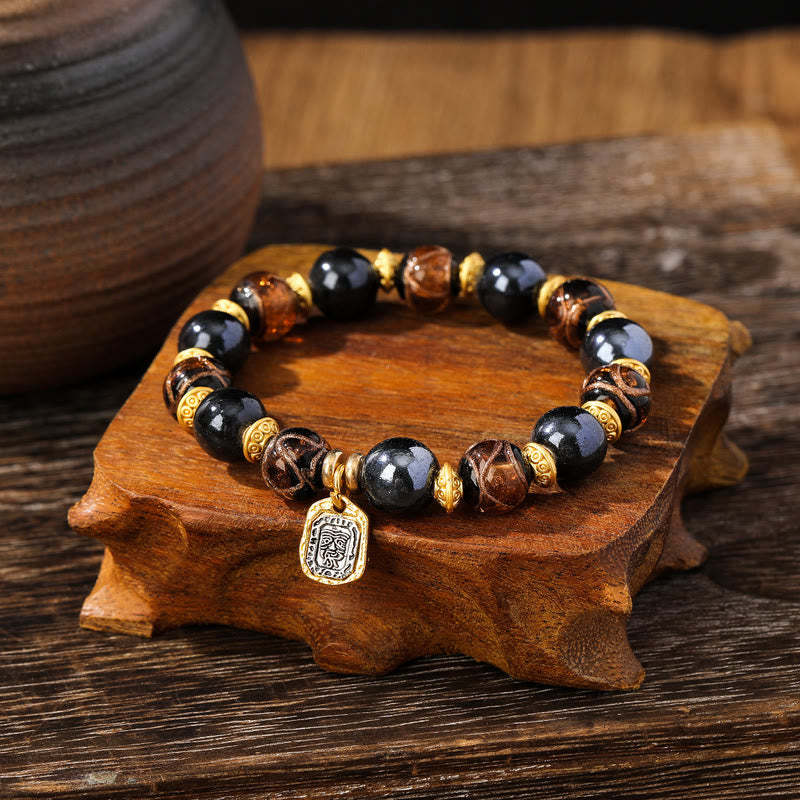 Tibetan Zakiram Goddess of Wealth Liuli Glass Incense Ash Porcelain Bead Luck Bracelet (Extra 30% Off | USE CODE: FS30)