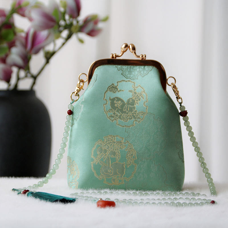 Retro Chinese Embroidery Pearl Chain Crossbody Bag Shoudler Bag