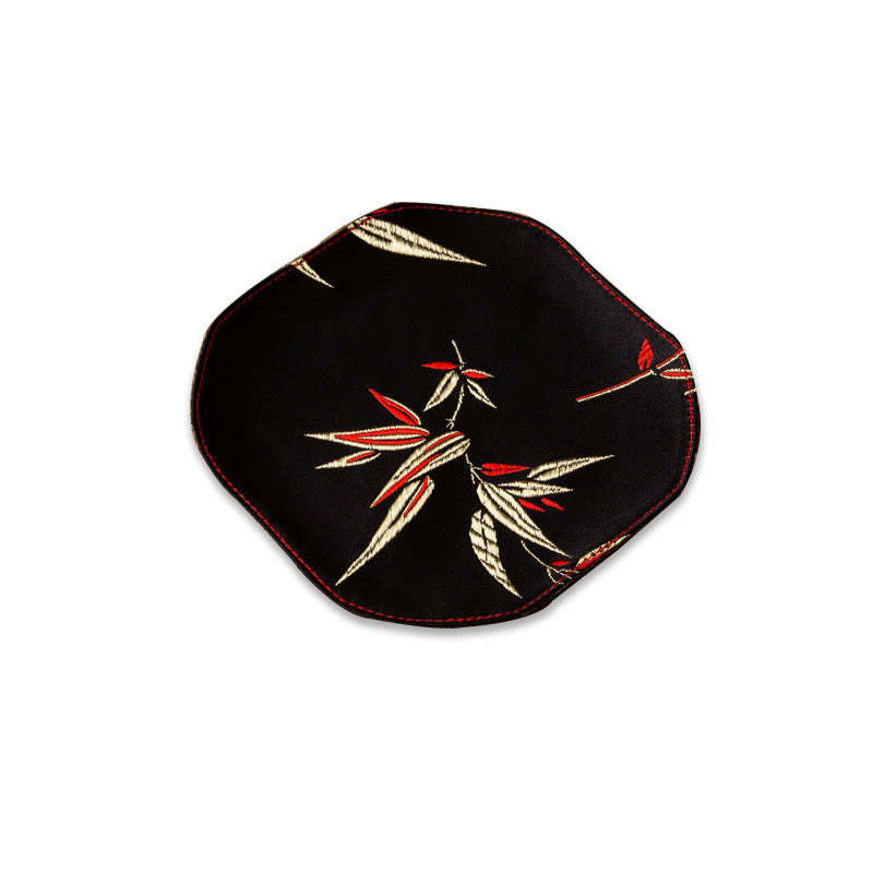 Sea Wave Bamboo Plum Blossom Brocade Embroidery Cup Mat Pad Tea Cup Coaster Kung Fu Tea Mat