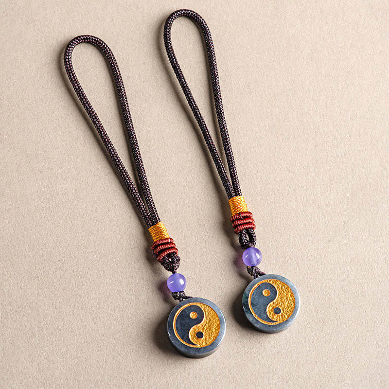 Yin Yang Black Jade Harmony Protection Key Chain