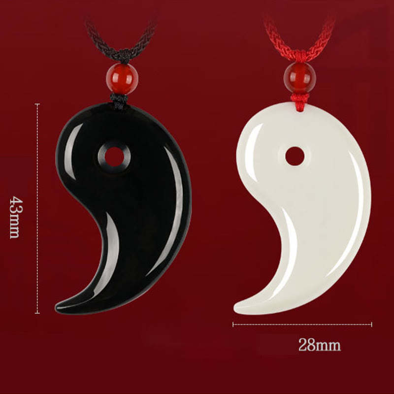 Yin Yang Tai Chi Diagram Hetian Jade Luck Necklace Pendant