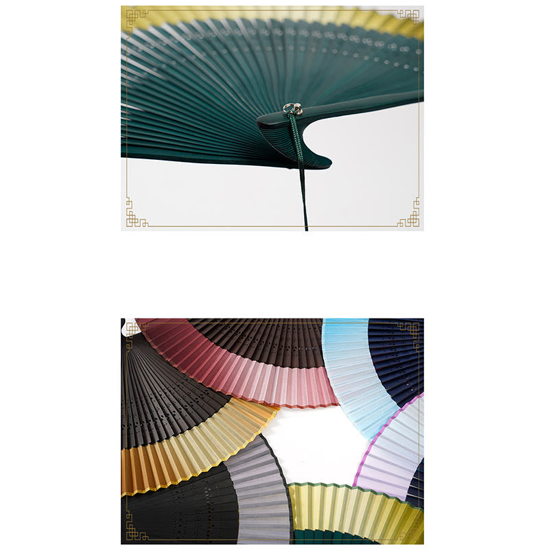 Gradient Color Hollow Engraved Handheld Bamboo Folding Fan