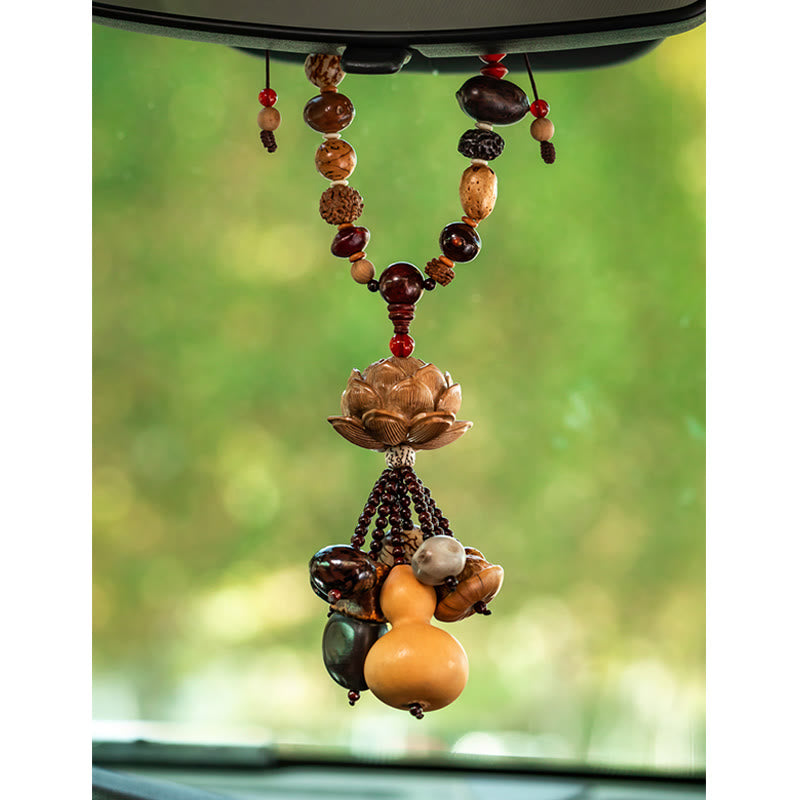 Boxwood Peach Wood Bodhi Seed Lotus mystic zen Avalokitesvara Gourd Peace Car Hanging Decoration