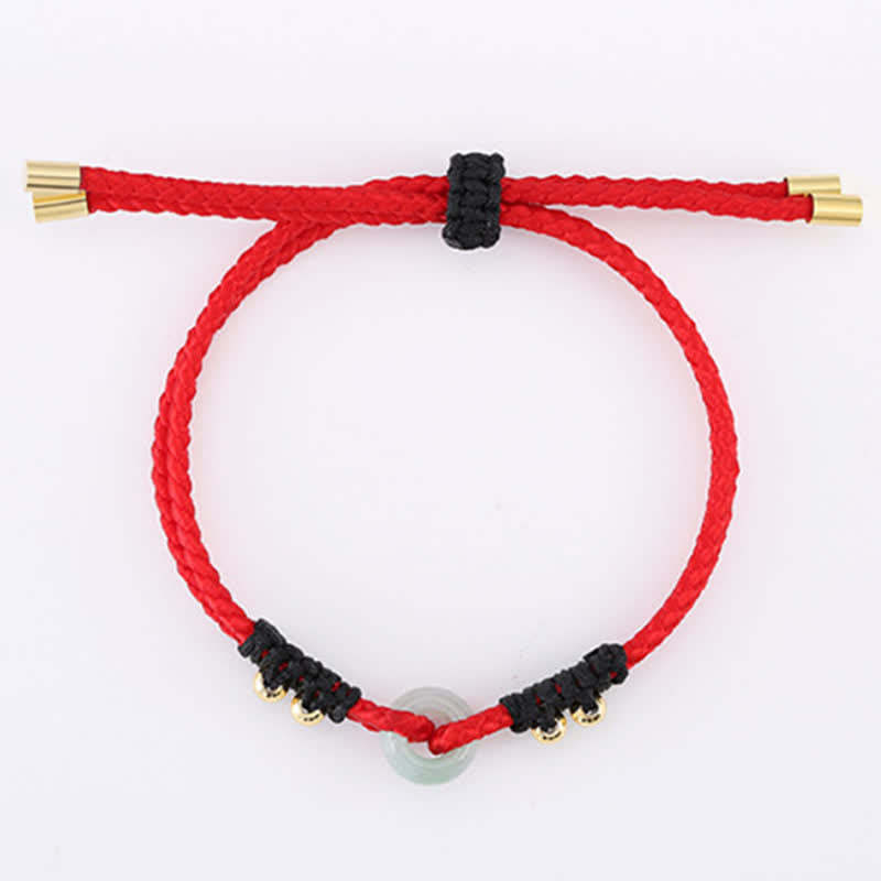 Round Peace Buckle Jade Abundance Wealth String Bracelet