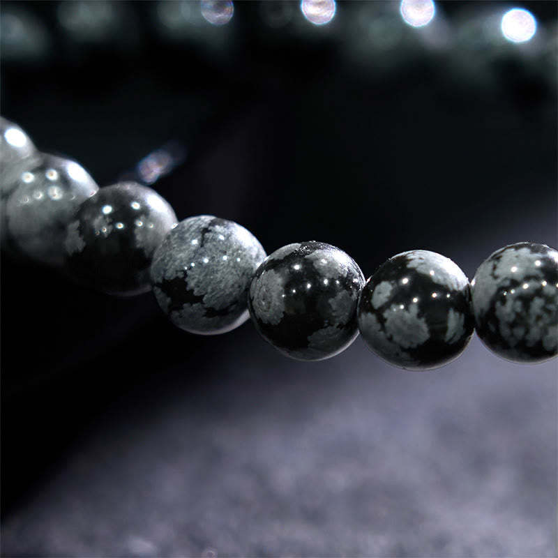 mystic zen Stone Snowflake Obsidian Balance Bracelet